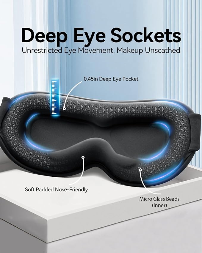 FACEMOON Sleep Mask for Men & Women – 3D Weighted Design, 100% Blackout, Extension Sleep Protector – Perfect for Airplane Travel, Camping, Road Trips & Long Flights, Contoured Eye Cover