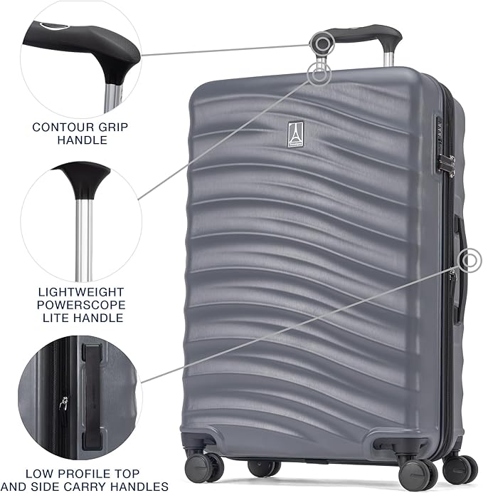 Travelpro Maxlite Air V2 Hardside Expandable Checked Luggage, 8 Spinner Wheels, Lightweight Hard Shell Suitcase, TSA lock, Shadow Grey, Checked Medium 25-Inch