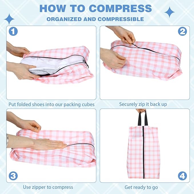 6 Pcs Travel Shoe Bags with Zipper Portable Suitcase Shoe Organizer Packing for Men Women Nylon Multicolor(L,Fresh Color)