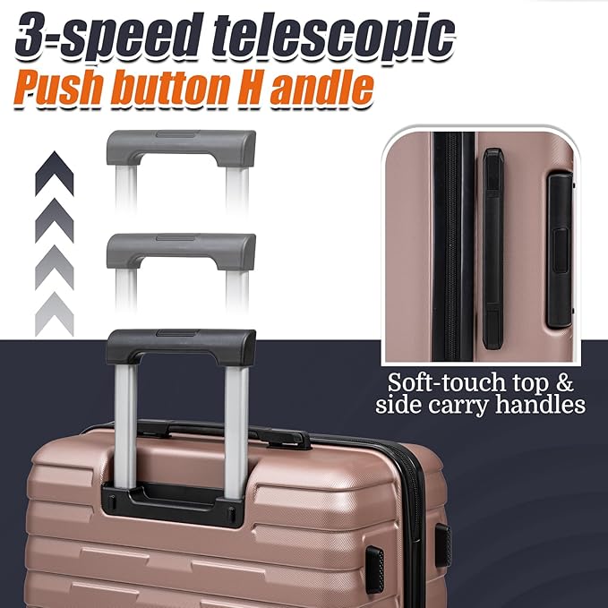 Luggage Sets 5 Piece Suitcases with Wheels, Suitcase Set ABS Hard Case Luggage with Spinner Wheels Durable Travel Luggage