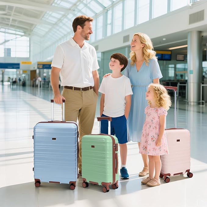 20 Inch Carry on Luggage 22x14x9 Airline Approved Blue PC Hardside YKK ZipperedDouble Spinner Wheels Lightweight Suitcase TSA Lock Travel for Men and Women