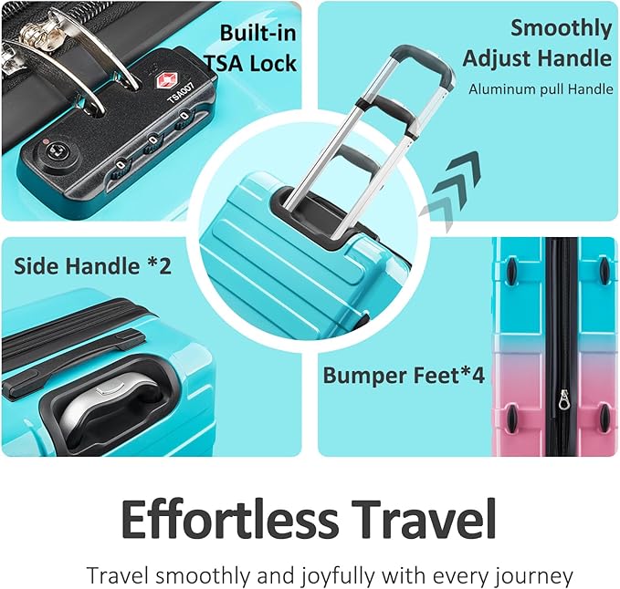 Carry on Luggage 2 Sets(20in/24in) with Spinner Wheels, Lightweight PC+ABS Hard Shell Suitcases, Expandbale Storage & TSA Aprovel Lock