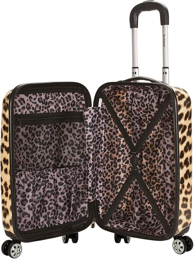 Rockland Safari Hardside Spinner Wheel Luggage, Leopard, Carry-On 20-Inch