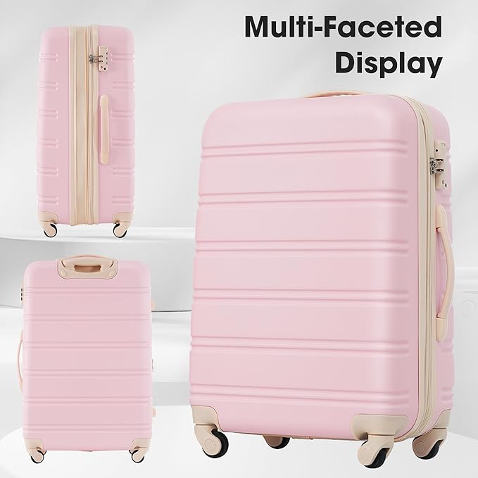 Merax Luggage sets of 13 Piece 16 20 20 28 IN Carry on Luggage Hard Case Light Pink Luggage Expandable Checked Luggage Suitcase Set with Wheels