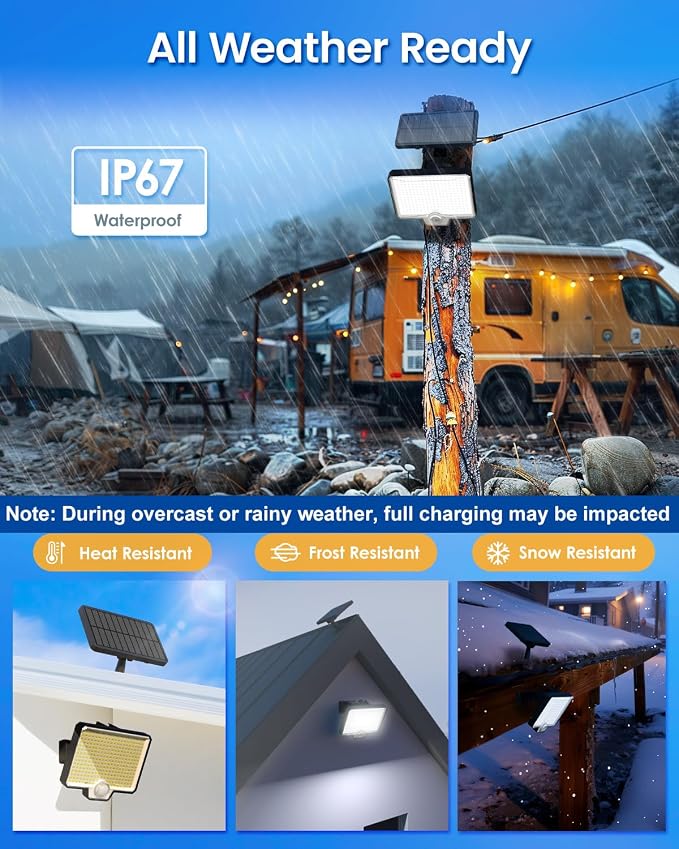 294 LED Solar Motion Sensor Outdoor Lights 7500K, 3900Lm Solar Flood Lights, IP67 Waterproof Outside Solar Powered Security Spot Lights for Porch Patio Yard Garage Fence, 3 Pack Black | AUDERWIN 294 LED, 2600Lm, Angle Adjustable Solar Powered Security ...