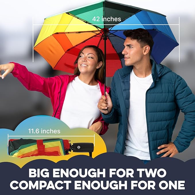 ZENO Travel Umbrella Compact - Small Umbrella for Backpack & Purse, Portable Automatic Umbrellas for Rain, Windproof, Reinforced Fiberglass Ribs, Water-Repellent Teflon