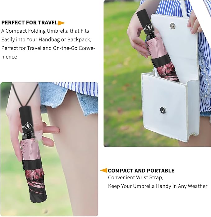 SIEPASA Windproof Travel Compact Umbrella-Automatic Umbrellas for Rain- Folding Umbrella, Travel Compact Umbrella.(Inverted/Tulip)