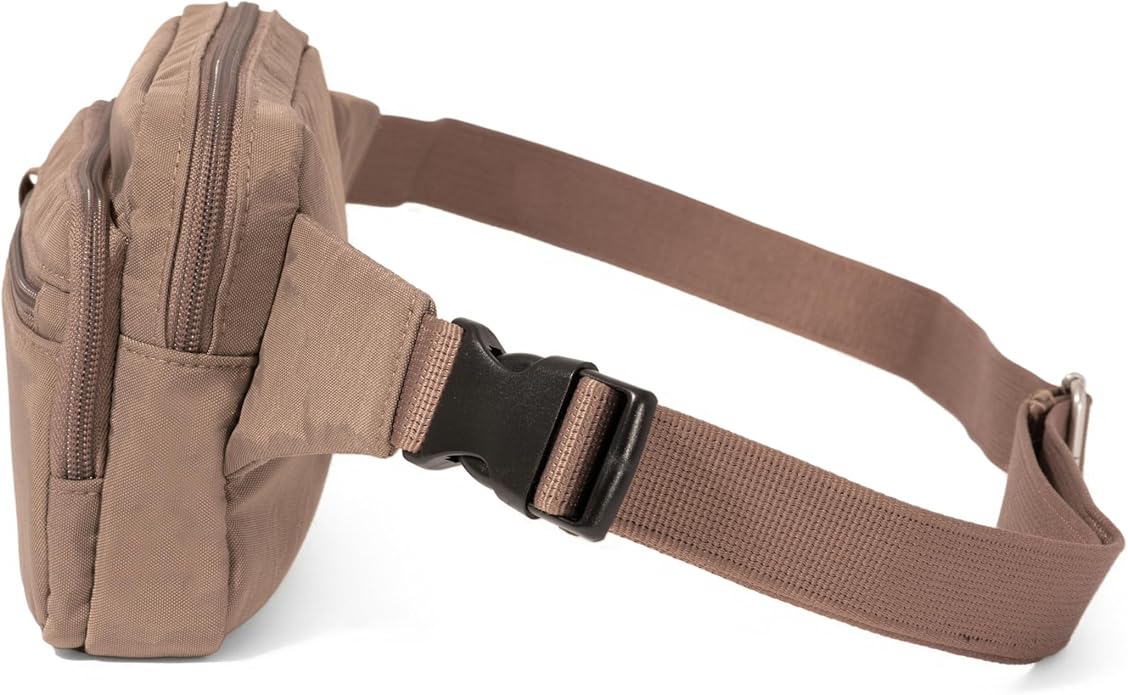 Baggallini Securtex Anti-theft Belt Bag 8.8"x5.5" Crossbody Fanny Pack for Women RFID Wallet Locking Zipper Travel Purse