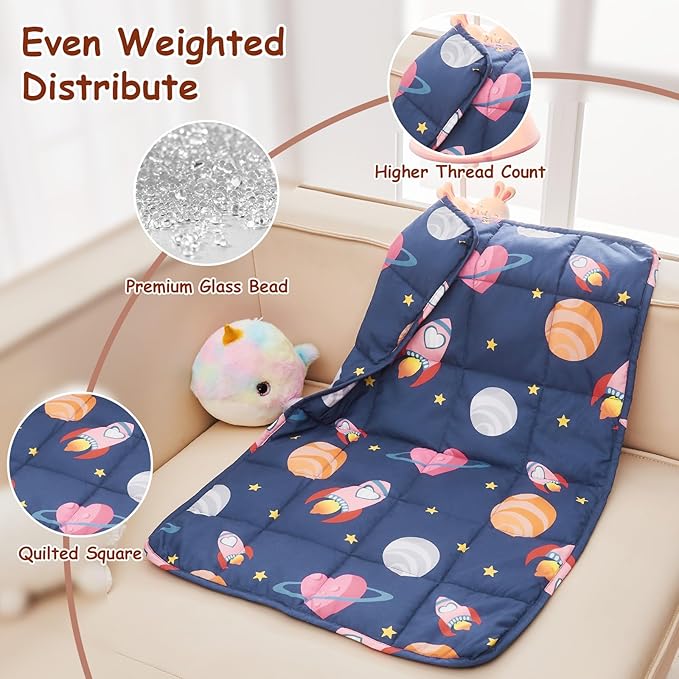 yescool Weighted Lap Pad 2 Pounds Weighted Lap Blanket, Space Plane Small Weighted Blanket, Weighted Throw Blanket Gifts for Travel Indoor Outdoor, 20"x30"