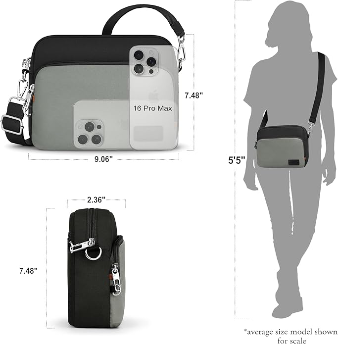 TOPEAST Anti-Theft Crossbody Travel Bag for Women Men, Lightweight Shoulder Bag Classic Design for Trip, Daily Use, Sport