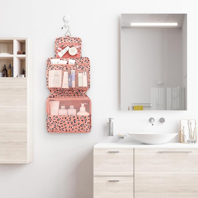 Mossio Hanging Toiletry Bag with Sturdy Hook - Large Portable Cosmetic Makeup Travel Organizer for Men & Women