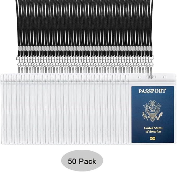 50PACK 4x6Inch Extra Large Passport Holders with Lanyards Fill for Passports,Cash, Credit Card, Plane Ticket, Receipts.by CypesCrafts