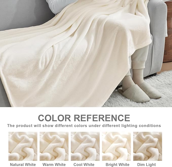 Hansleep Fleece Blanket Twin Size Beige, Soft Cozy Twin Blanket, Fuzzy Flannel Blanket for Bed, Sofa, Couch, Travel, Camping, Beige, 60x80 Inches