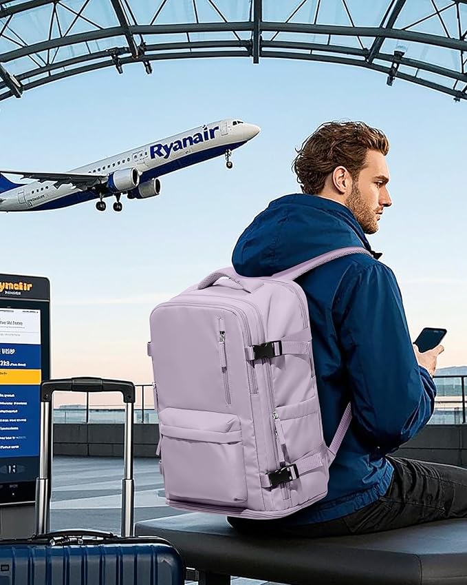 VGCUB Carry on Travel Backpack for Women Men Large Laptop Gym Work Frontier Airlines Personal Item Bag Business Airport Lightweight Backpack Flight Approved Mochilas de Viaje, Purple