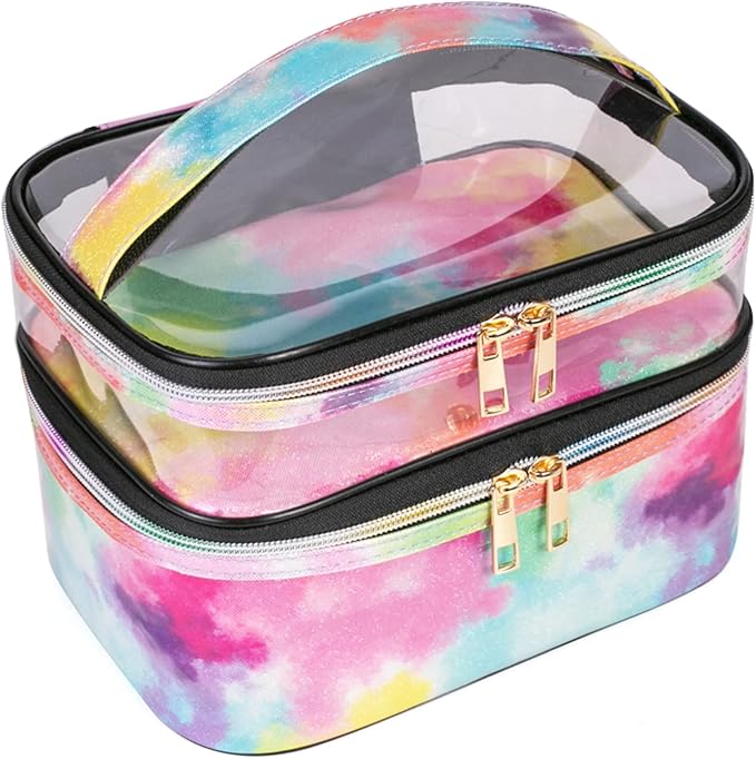 Cosmetic Bag Makeup Bag Travel Cosmetic Bags for Women Makeup bags Cases Portable Waterproof Foldable (Tie-Dye)