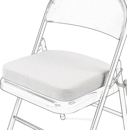 SINOSSO Memory Foam Chair Cushion for Folding Chair 1 Pcs, Thickened 2" Square Kitchen Chair Pad with Ties, Indoor Non-Slip Dining Chair Seat Cushion (1 Pcs, Beige-Gray)