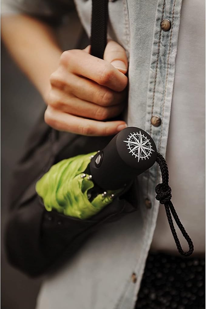 Lewis N. Clark Travel Umbrella: Windproof & Water Repellent Fabric, Automatic Open Close & 1 Year Warranty, Green