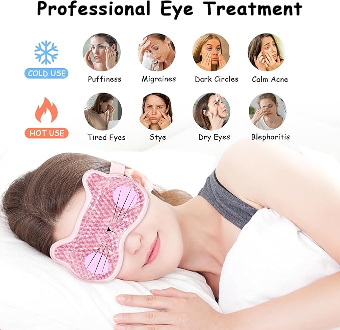 2PCS Cooling Eye Mask Gel Eye Mask, Reusable Hot Cold Therapy Cold Eye Mask for Post Surgery, Puffiness, Dark Circles, Eye Bags, Dry Eyes
