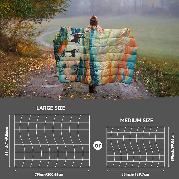 Camping Blanket, Puffy Blankets Lightweight Windproof Resistant for Outdoors,Hiking, Backpacking,Car,Picnic,Stadium