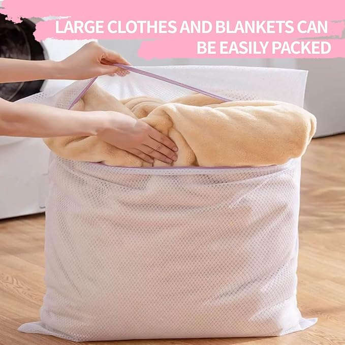Extra Large Mesh Laundry Bags Washing Bag 2Pack Delicates Bag and Zipper Laundry Bag Jumbo for Washing Machine Large Mesh Bags for Blankets, Bedding, Coats, Toys (2PCS-XXXL)