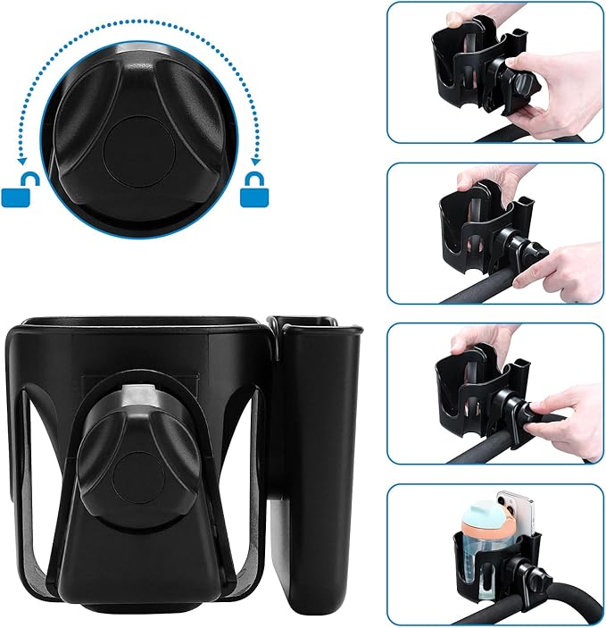 Accmor Universal Cup Holder, Stroller Cup Holder, 360° Rotatable Large Caliber Designed Bottle Holder for Stroller, Bike, Wheelchair, Walker, Scooter