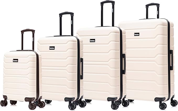 InUSA TREND Luggage with Spinner Wheels | Durable Lightweight Hardside Suitcase, Travel Sets with Handle and Trolley | (20in, 24in, 28in, 32in) 4 Piece Set | Sand