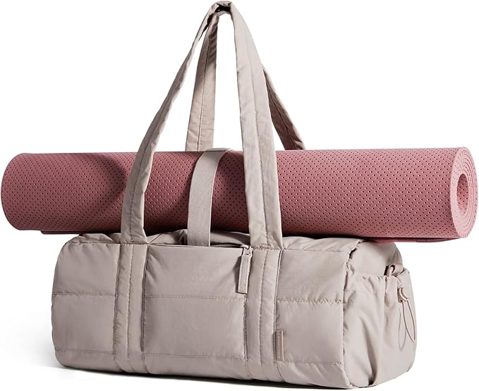 BAGSMART Reiki Gym Bag for Women, Mini/Medium Crossbody Bags for Women, 5L Dance Bag with Detachable Strap, 15L Yoga Mate Bag with Wet & Dry Pocket, Medium/Sand Brown
