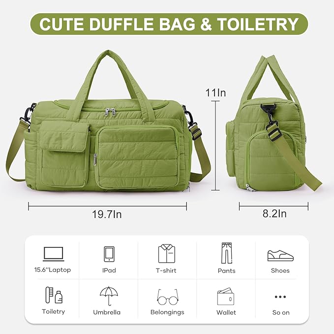 Small Gym Bag for Women, Travel Duffle Bag Carry On Weekender Bag with Shoe Compartment
