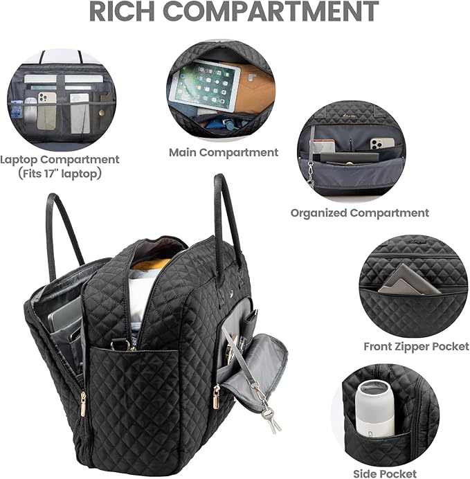 LOVEVOOK Travel Duffle Bag - Women's Weekender Carry On Overnight Laptop & Gym Bag With Toiletry/Shoe Pocket, Hospital Labor Bag