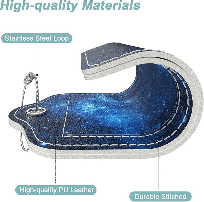 Rimilak 3 Pcs PU Leather Luggage Tags for Suitcase, Travel Cruise Luggage Tag with Privacy Flap, Name ID Label and Metal Loop for Women Men Baggage Handbag School Bag Backpack, Galaxy