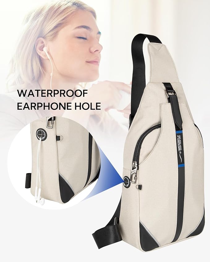 WATERFLY Medium Crossbody Sling Backpack Anti Theft Backpack for Traveling Chest Shoulder Bag