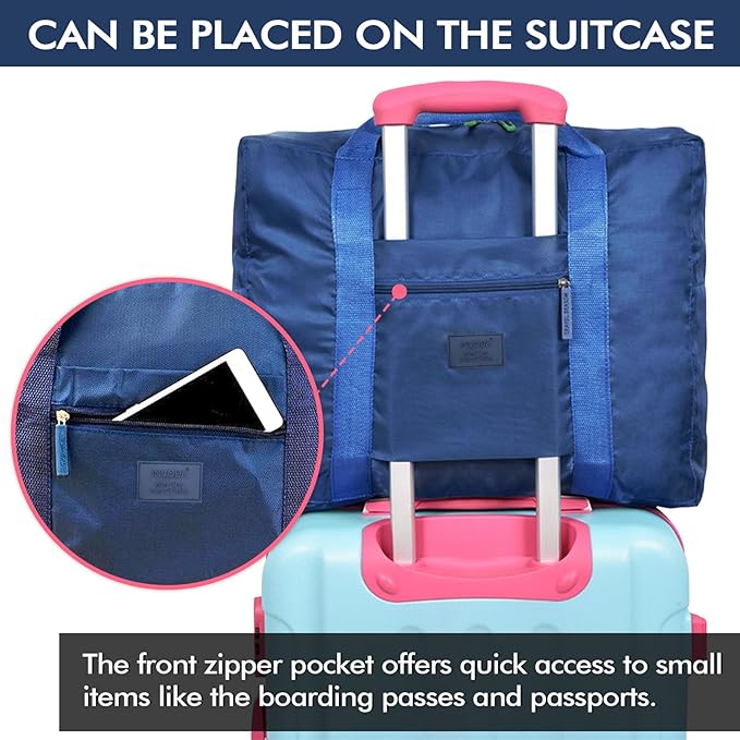 Travel Duffel Bag Lightweight Foldable Travel Bag for Women and Men Waterproof Tote Carry On Luggage Bag Weekender Overnight Bag (Blue+Green+Red+Black)