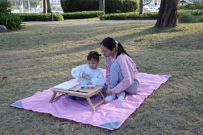 Orga'Neat Pocket Picnic Blanket, Sandproof Lightweight Pocket Camping Tarp, 55″x 79″ Foldable & Fits into Small Bag, Water Resistant Washable Quick Dry Compact Beach Mat for Outdoor Recreation