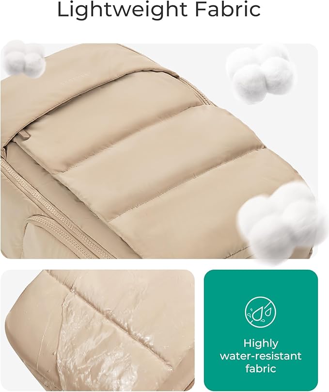 BAGSMART 30L Travel Backpack for Women, Carry on Backpack for Airplanes, Gym Backpack with Shoe Compartment, Lightweight Travel Bag Fits 15.6 Inch, Water-Resistant, Beige