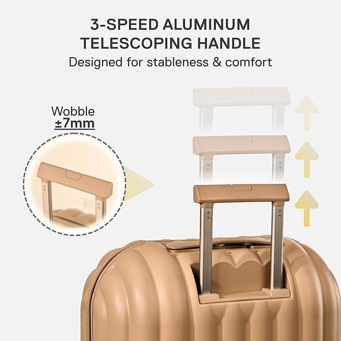 artrips Checked Luggage 24 Inch, Lightweight Hard Shell Suitcase with Spinner Wheels, Medium Travel Suitcase for 4–7 Day Trips, Brown