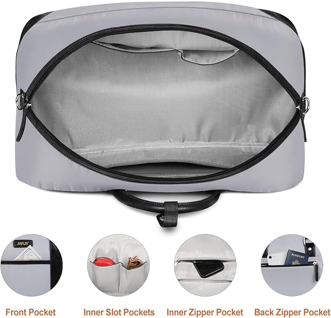 Weekender Bag for Women, Large Overnight Bag Canvas Travel Duffel Bag Carry On Tote with Shoe Compartment 21" 3Pcs Set