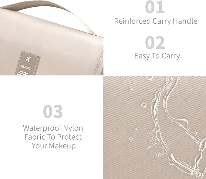Large Capacity Toiletry Bag Travel Bag with Hanging Hook for Men and Women Waterproof Travel Cosmetic Bag Bathroom Storage Bag for Brushes Set, Full-Sized Shampoo,Accessories(White Cactus)