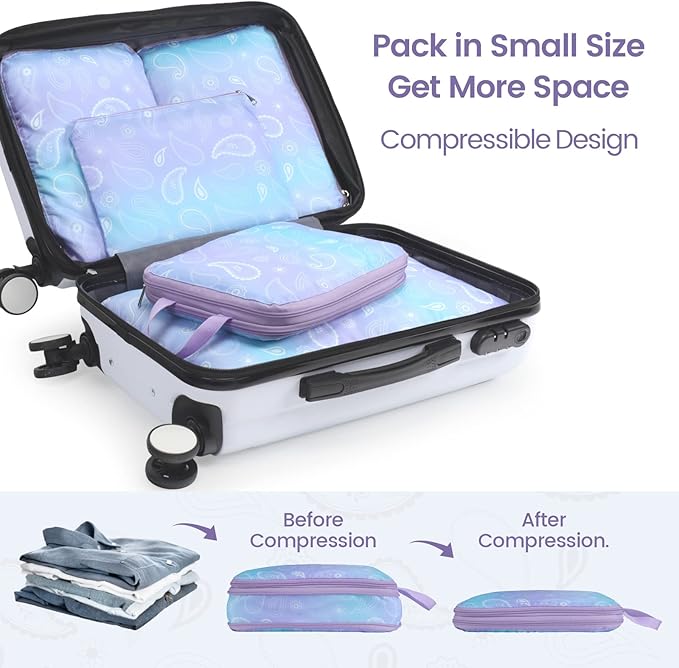 Cambond Compression Packing Cubes for Travel - Lightweight Expandable Travel Bags Luggage Organizers Travel Essentials Compression Cubes for Travel Space Saver for Carry on Suitcases Organizer