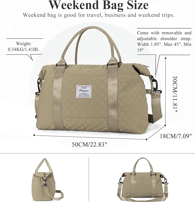 HYC00 Travel Duffel Bag,Carry-on Overnight Weekender Bags for Women,Sports Tote Gym Bag with Wet Pocket