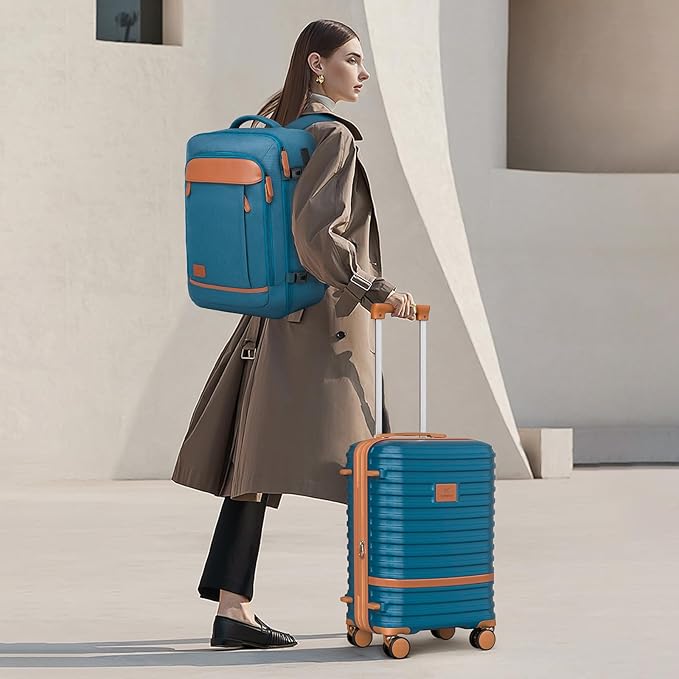 Joyway Expandable Luggage Sets 5 Piece, Lightweight Hard Shell Travel Suitcase Set with Spinner Wheels and TSA Lock (5 piece set，Blue)