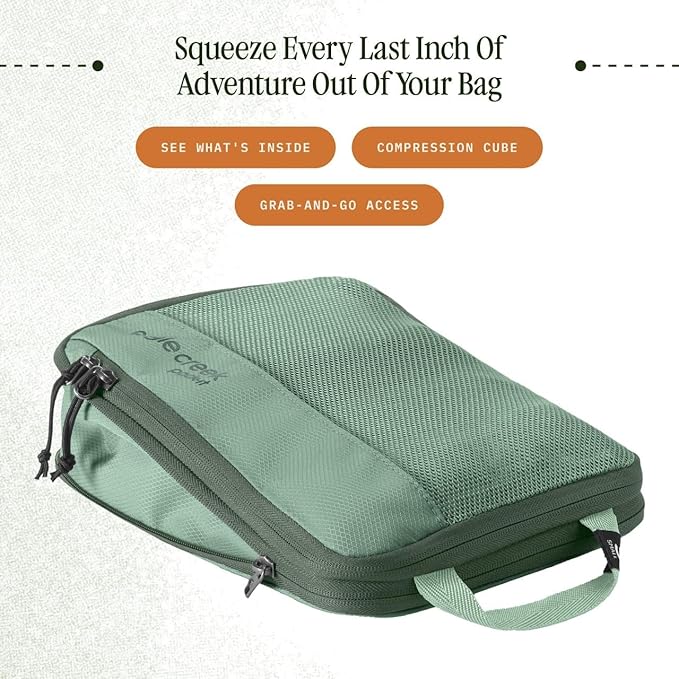 Eagle Creek Pack-It Reveal Compression Cube - Compression Packing Cubes for Optimizing Luggage Space - Convenient Top Handle - Self Repairing Zippers - Small - Willow Green