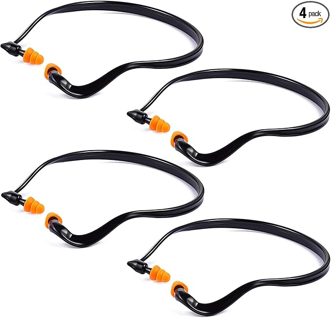 BBTO Banded Earplugs for Shooting Range Band Ear Plugs Lightweight Silicone Earplugs for Hearing Protection, Noise Reduction, Work, Construction, Sleeping, Concerts, Sports Racing(Orange,4 Pcs)