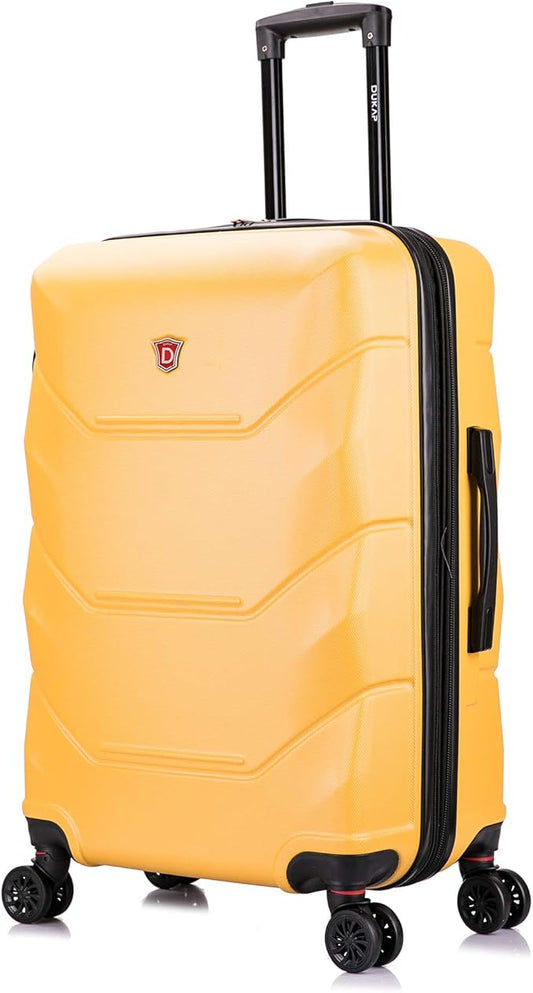 DUKAP ZONIX Luggage with Spinner Wheels | Durable Lightweight Hardside Suitcase, Spacious Travel Bag with Handle and Trolley | 26 Inch Medium Checked Luggage | Mustard