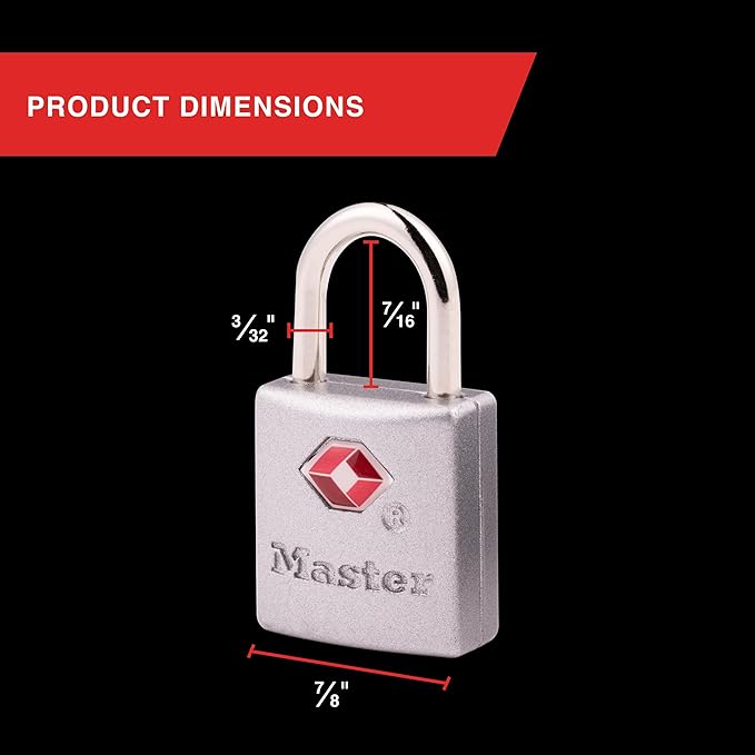 Master Lock Brass TSA Locks for Luggage with Key, TSA Approved Keyed Padlock for Backpacks, Suitcases, and Luggage, Zipper Lock, 4 Pack, 4683Q