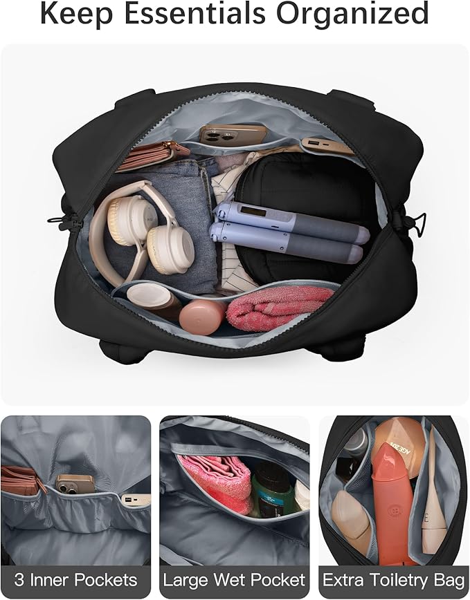 oscaurt Gym Bag for Women Lightweight Duffle Bag for Travel with Toiletry Pouch Water Resistant Carry On Weekender Overnight Duffel
