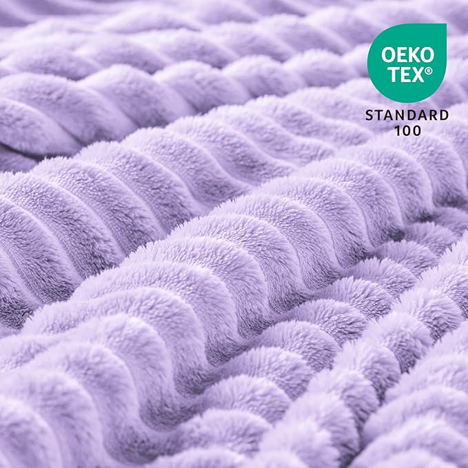 BEDELITE Fleece Blanket Twin Size – 3D Ribbed Jacquard Soft and Warm Decorative Fuzzy Blankets – Cozy, Fluffy, Plush Lightweight Throw Blankets for Couch, Bed, Sofa(Pastel Lilac, 60x80 inches)