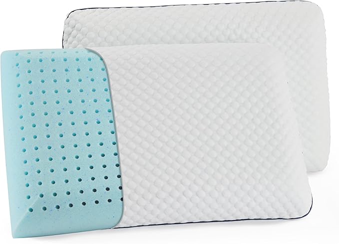 WEEKENDER Gel Memory Foam Pillow - Standard Size - 2-Pack - Medium Firm Feel - Neck & Shoulder Support - For Back & Side Sleepers - Home, Hotel, & Hospital Essentials