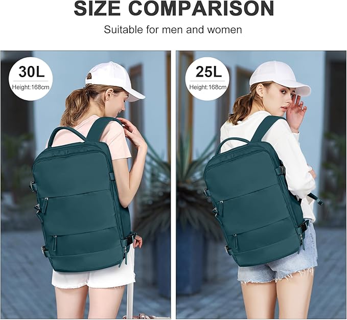 coowoz Large Travel Backpack For Women Men,Carry On Backpack Flight Approved,Hiking Backpack Waterproof Outdoor Sports Rucksack Casual Daypack Fit 15.6 Inch Laptop Shoes Compartment,30L(Peacock Blue)