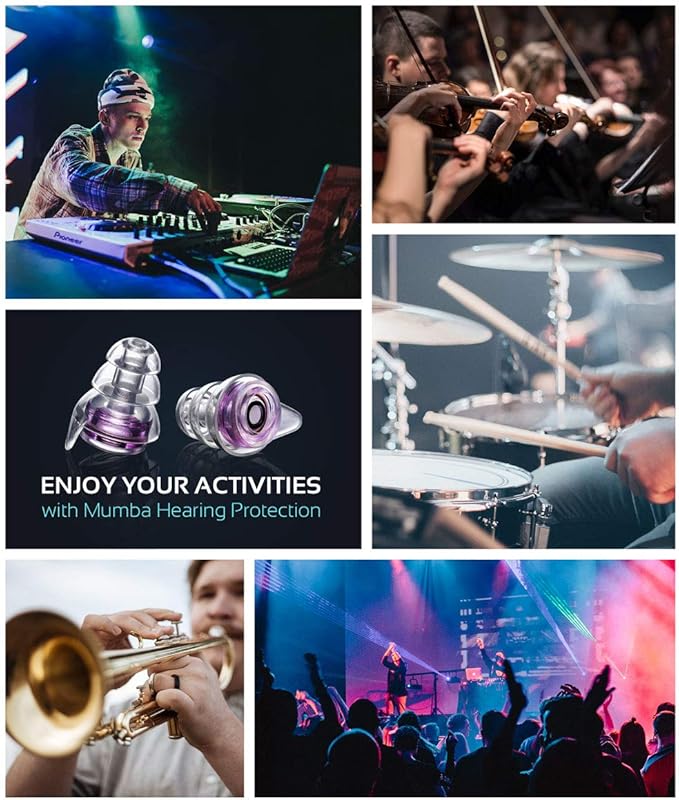 High Fidelity Concert Earplugs, Reusable Musicians Ear Plugs, 24dB Advanced Filter Technology Ear Protection for Music Festivals, DJs, Musicians