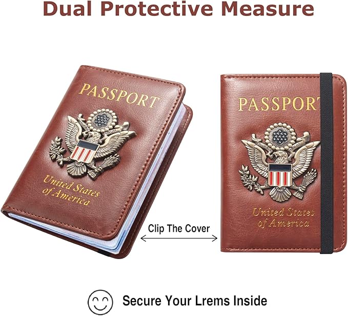 Premium Passport Holder for Travel, RFID Blocking Passport Cover Slim, Durable & Travel-Friendly, Passport Wallet Keep Your Documents Safe & Organized (Brown)